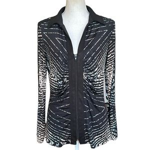 Barcelino Stretchy Zip Up Slimming Blouse size L